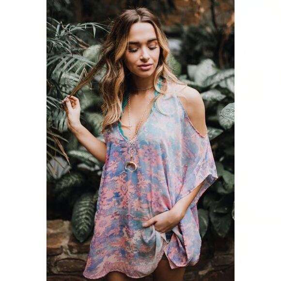 Show Me Your Mumu Size Large Colorful Floral Peta Boo Tunic Malibu Love Inns Top - Picture 1 of 7